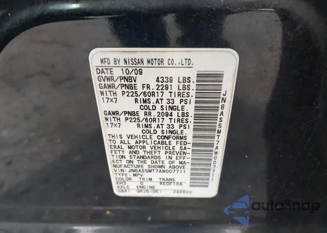 2010 Nissan Rogue Sl z USA, uszkodzony, nr VIN JN8AS5MT7AW007711